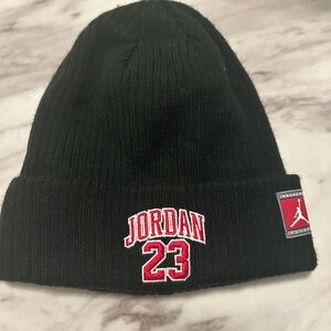 Jordan Black Beanie with Red Accents
